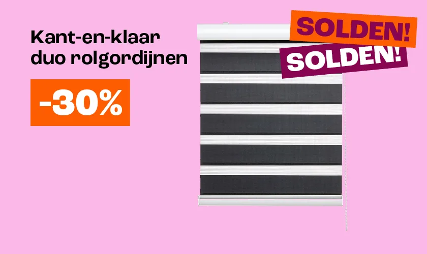 30% korting op kant-en-klaar duo rolgordijnen