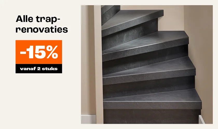 15% korting op traprenovatie vanaf 2 stuks