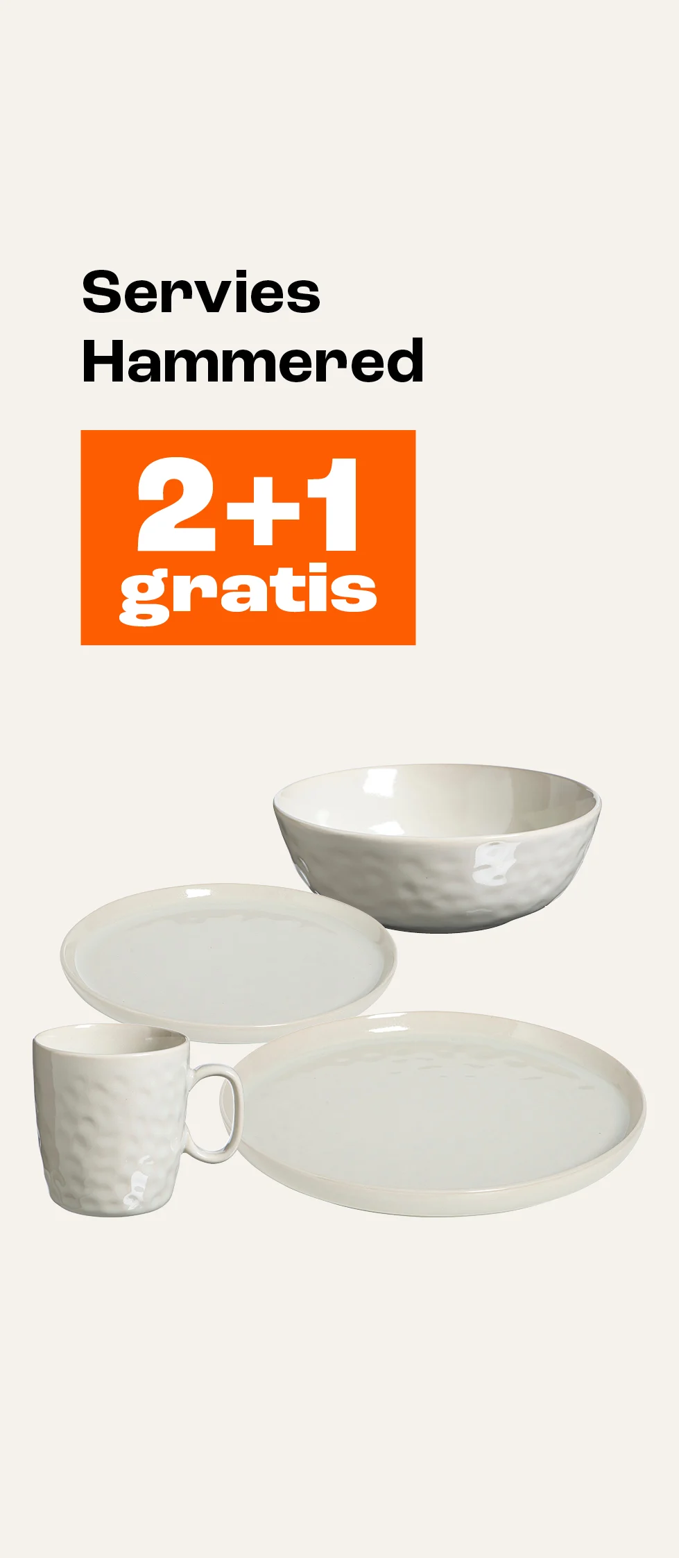 Product tile banner - 2+1 gratis op servies Hammered