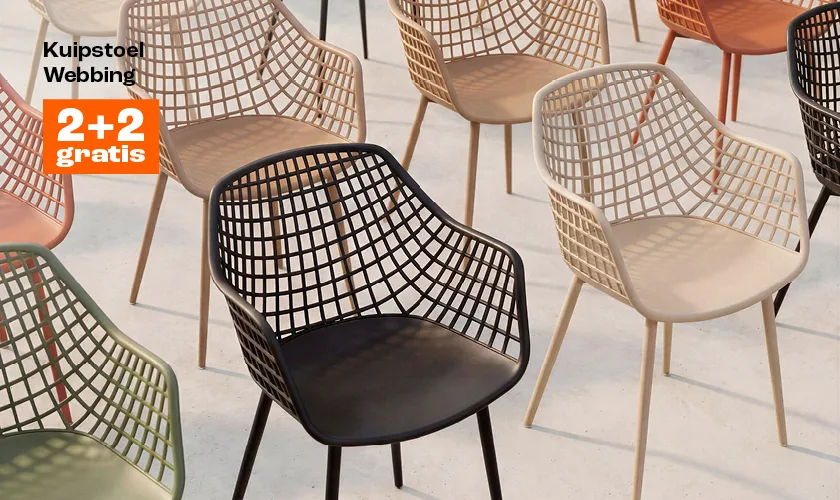 Kuipstoelen Webbing 2+2 gratis