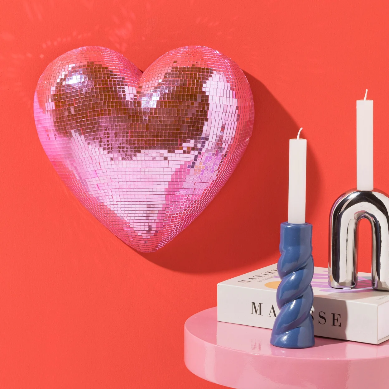 Feestelijke disco items, roze disco hart