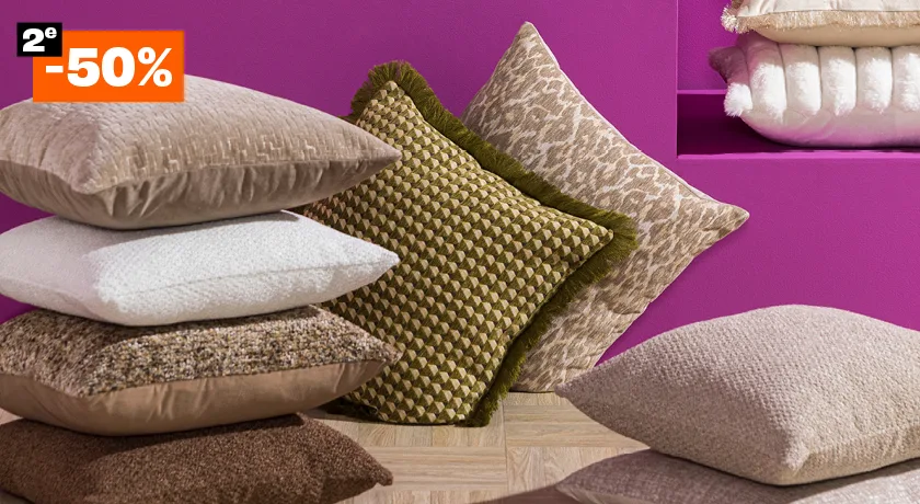 2e 50% korting op alle sierkussens