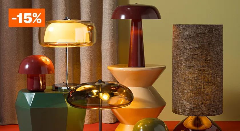 15% korting op alle tafel- en bureaulampen 