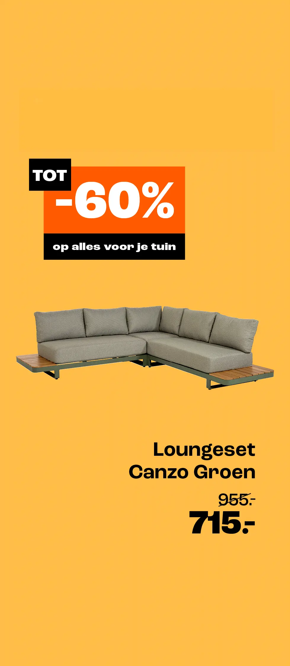 Product tile banner - Extra acties loungesets + webbing zwart