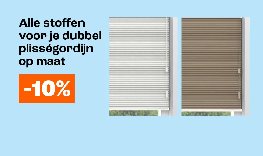 20% op alle stoffen voor je dubbel plisse gordijn op maat
