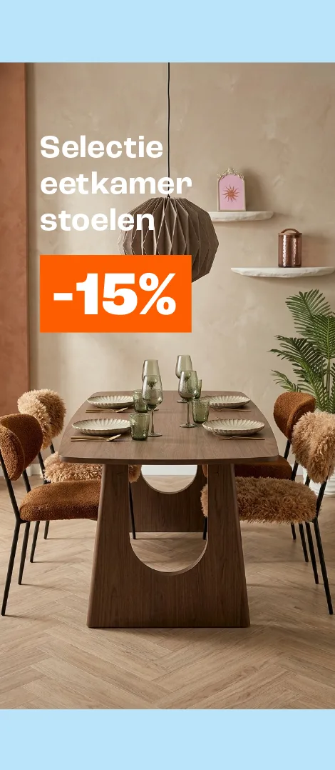 15% korting op selectie eetkamerstoelen