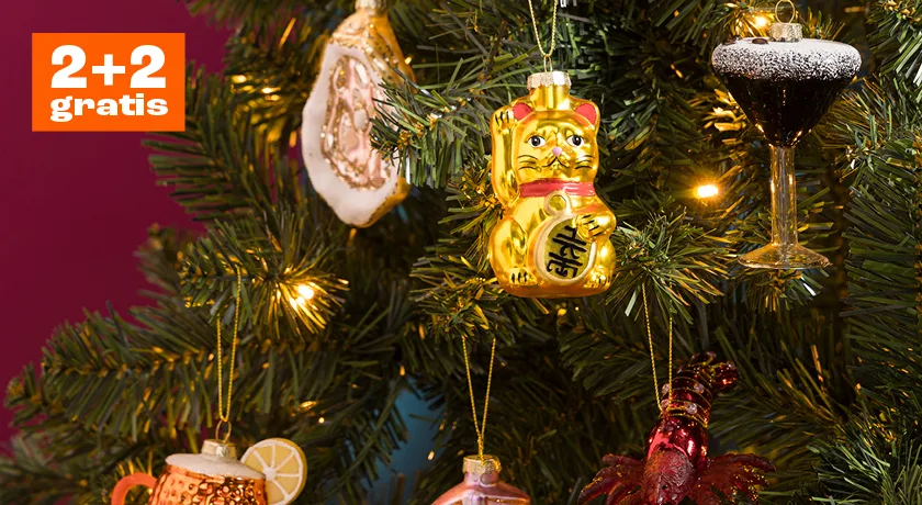 2+2 op alle glazen kerst ornamenten