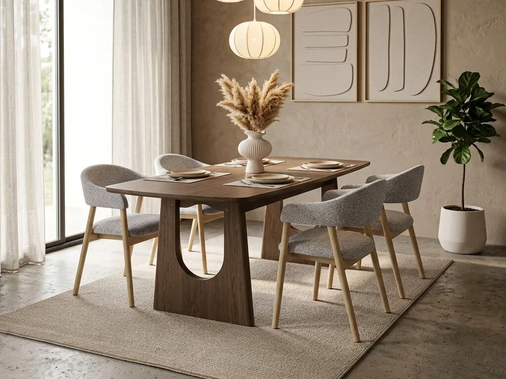 Deens ovaal eettafel donker hout in moderne eethoek setting