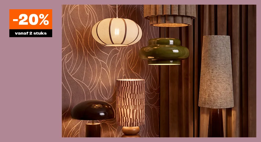 Alle verlichting en lichtbronnen 20% korting vanaf 2 stuks
