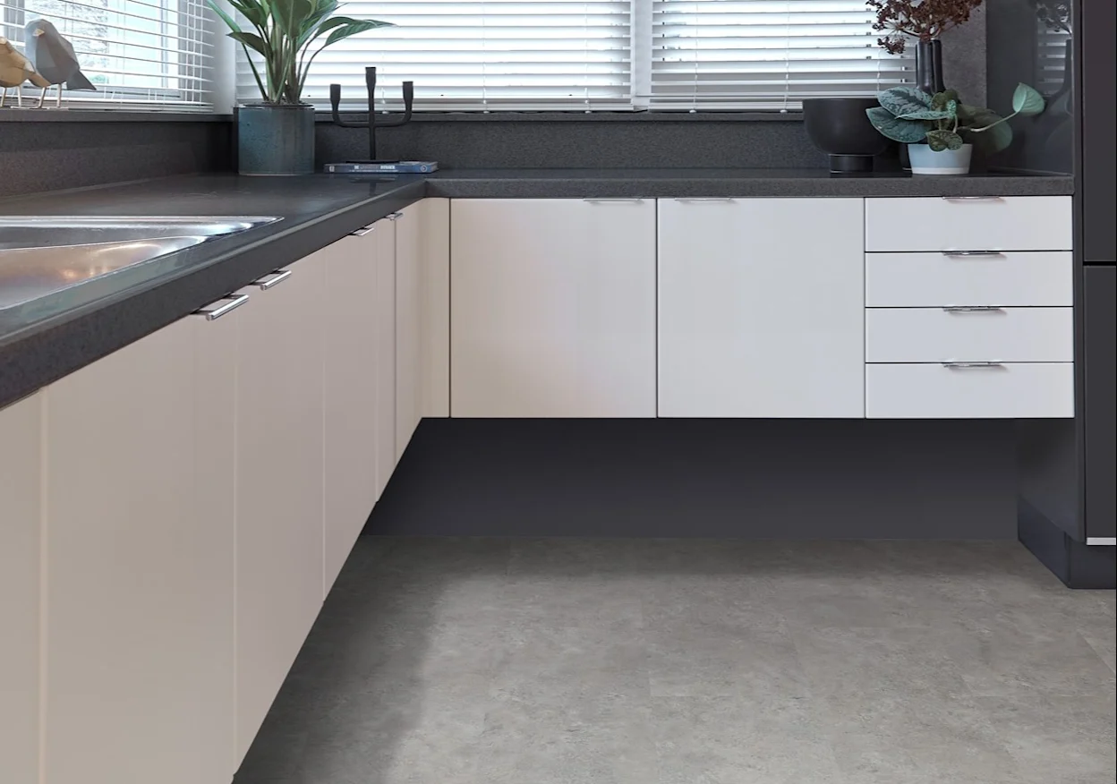 Betonlook PVC vloer in de keuken