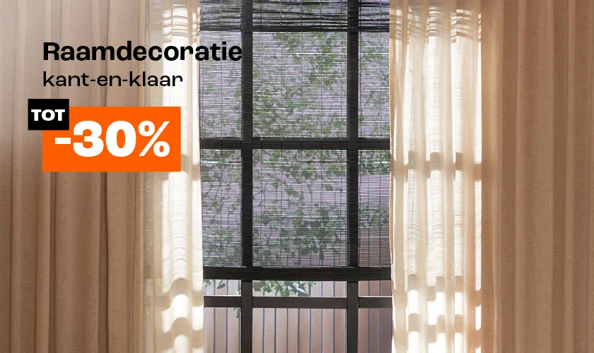 Tot 30% korting op kant-en-klaar raamdecoratie