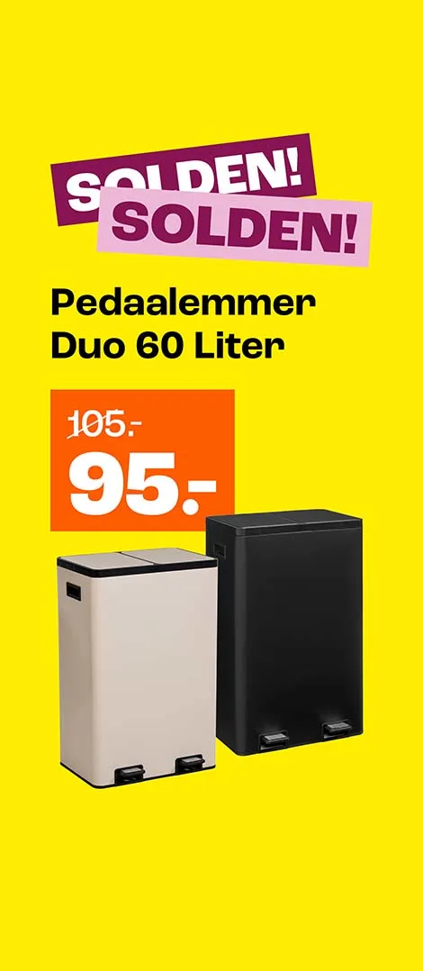 Product tile banner - Pedaalemmer Duo 60 Liter van €105,- voor €95,- + Ventilatoren van/voor - Week 27/28 - BE