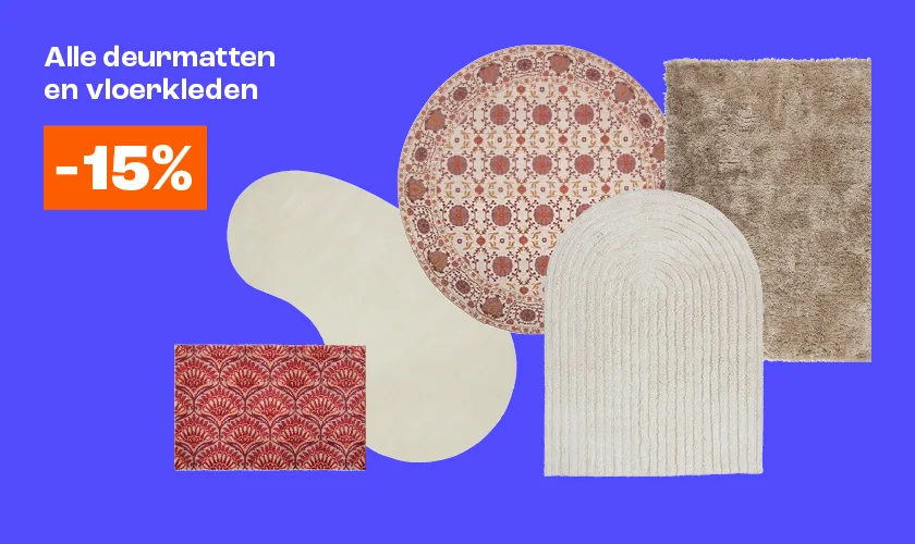 Alle vloerkleden en deurmatten 15% korting