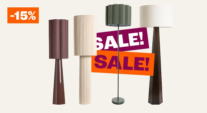 15% korting op alle vloerlampen