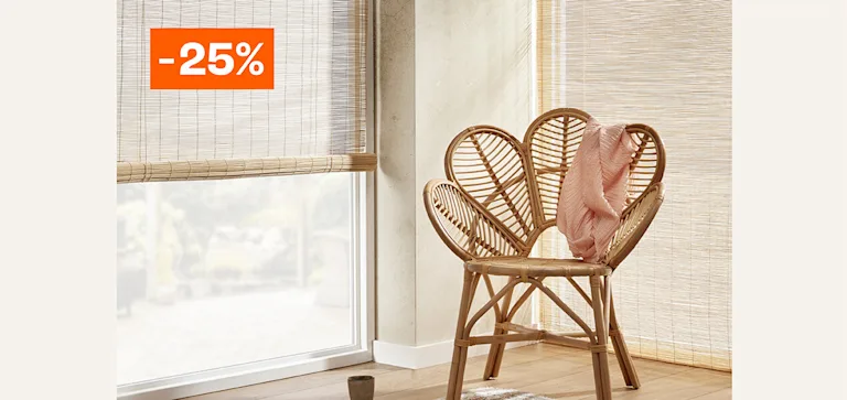 Alle kant-en-klaar bamboe rolgordijnen 25% korting - Bekijk alle kant-en-klaar bamboe rolgordijnen
