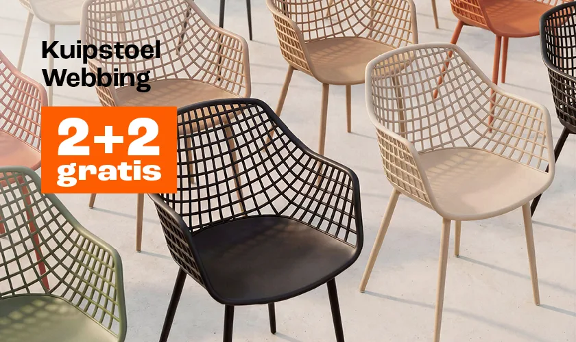 Alle Webbing kuipstoelen 2+2 gratis