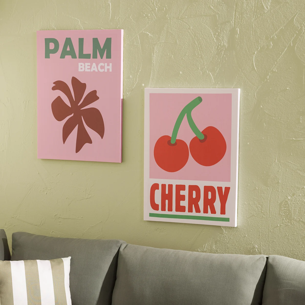 Roze tuinposter op de muur