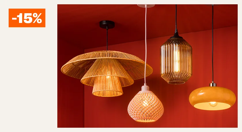 15% korting op alle wand- en hanglampen