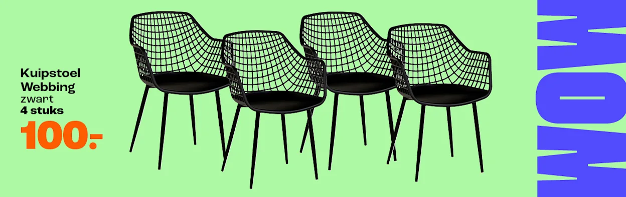 Kuipstoel Webbing Zwart 4 voor €100,-