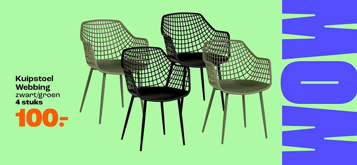 Kuipstoel Webbing Zwart 4 voor €100,-