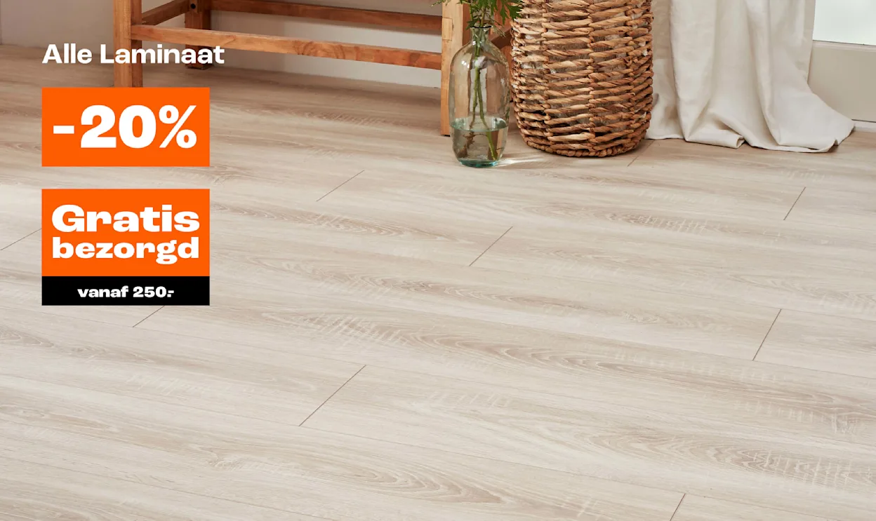 20% korting op alle laminaat + gratis bezorgd vanaf €250