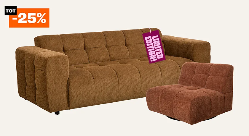 Tot 25% korting op bank Regalo en draaifauteuil Regalo