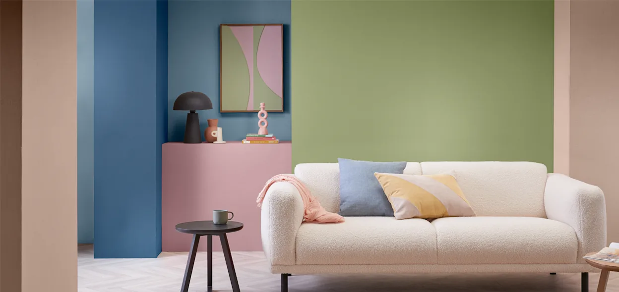 Diverse trendy muurverf kleuren voor het interieur