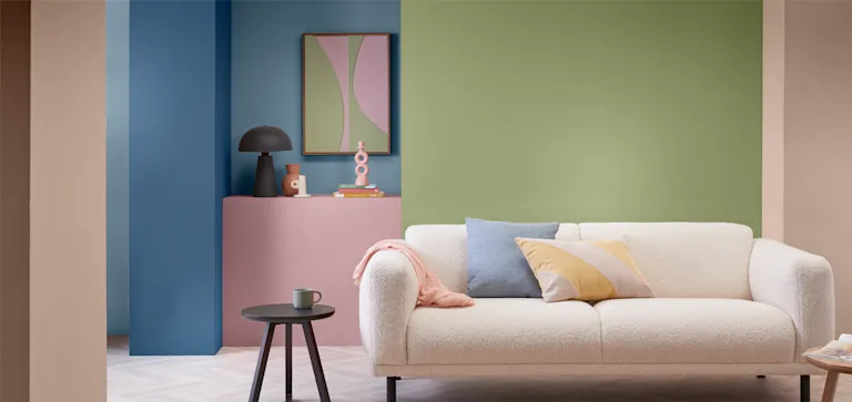 Diverse trendy muurverf kleuren voor het interieur