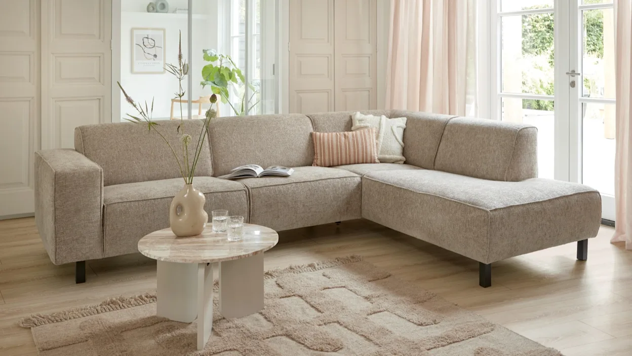 Taupe kleurige hoekbank Lecce