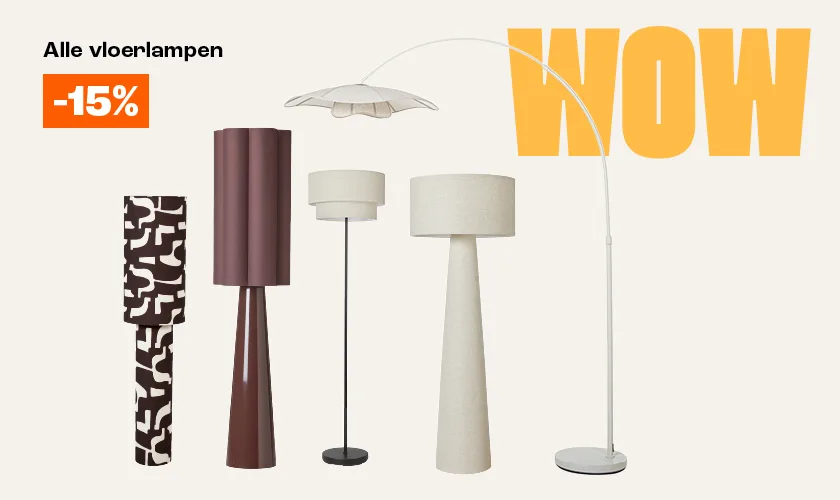 15% korting op alle vloerlampen