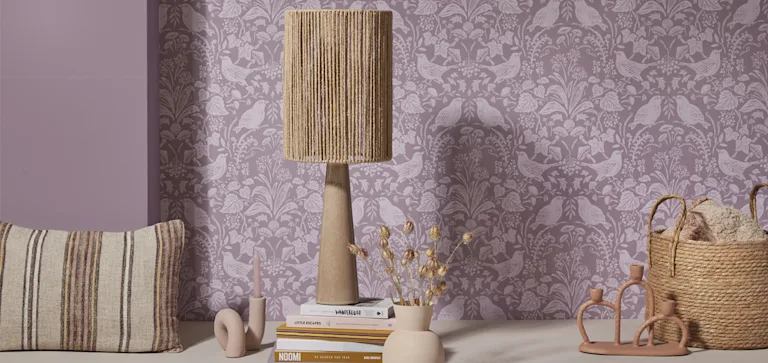 Bohemian behang, Lamp, Mand, Kussen, Kandelaar, Vaas