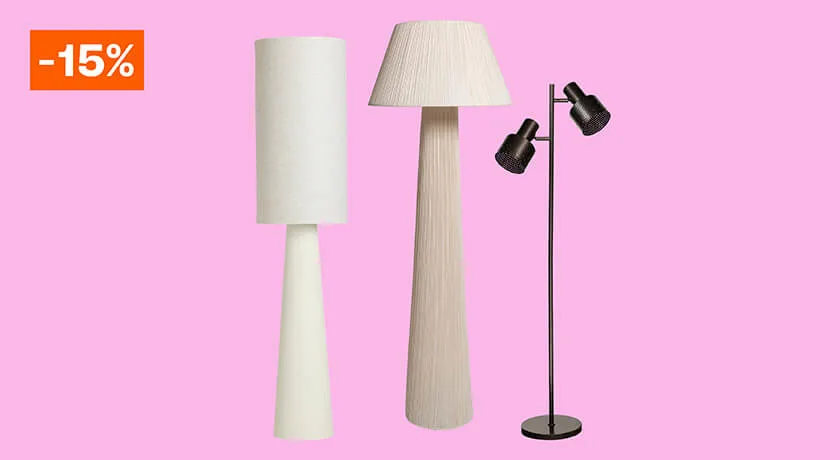 15% korting op alle vloerlampen