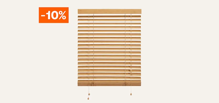 10% korting op alle kant-en-klaar houten jaloezieën - Bekijk alle kant-en-klaar houten jaloezieën