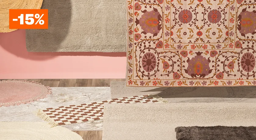 15% korting op alle binnen vloerkleden