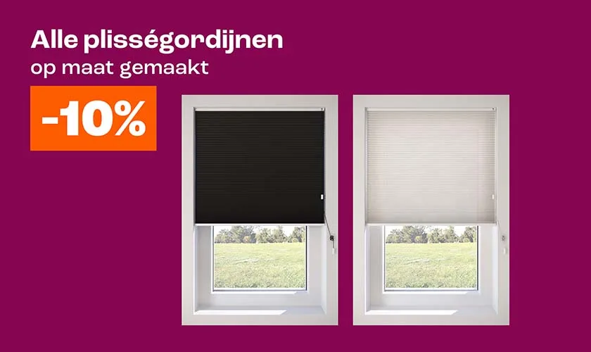 Alle plissé gordijnen op maat 10% korting desktop