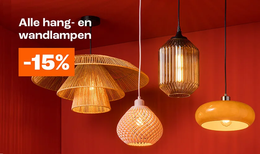 15% korting op alle hanglampen