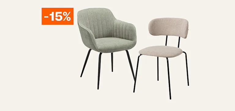 Alle eetkamerstoelen 15% korting