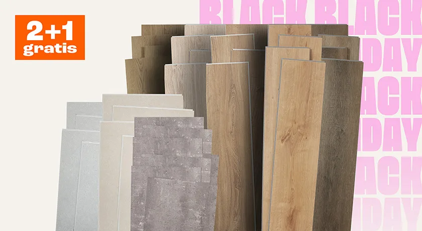 2+1 pak gratis op diverse laminaat en PVC