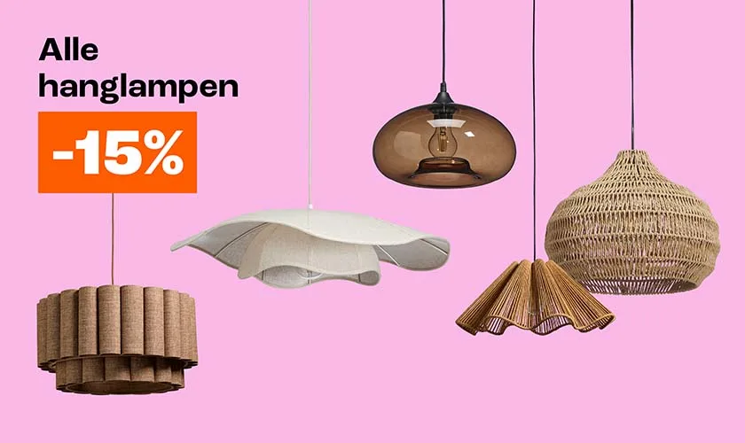 Alle hanglampen 15% korting