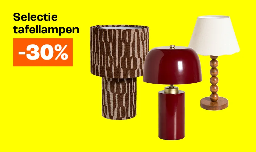30% korting op een selectie tafellampen
