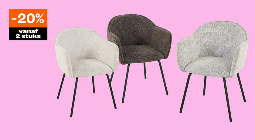 20% korting op Stoel Furorre zand, grijs, bruin vanaf 2 stuks