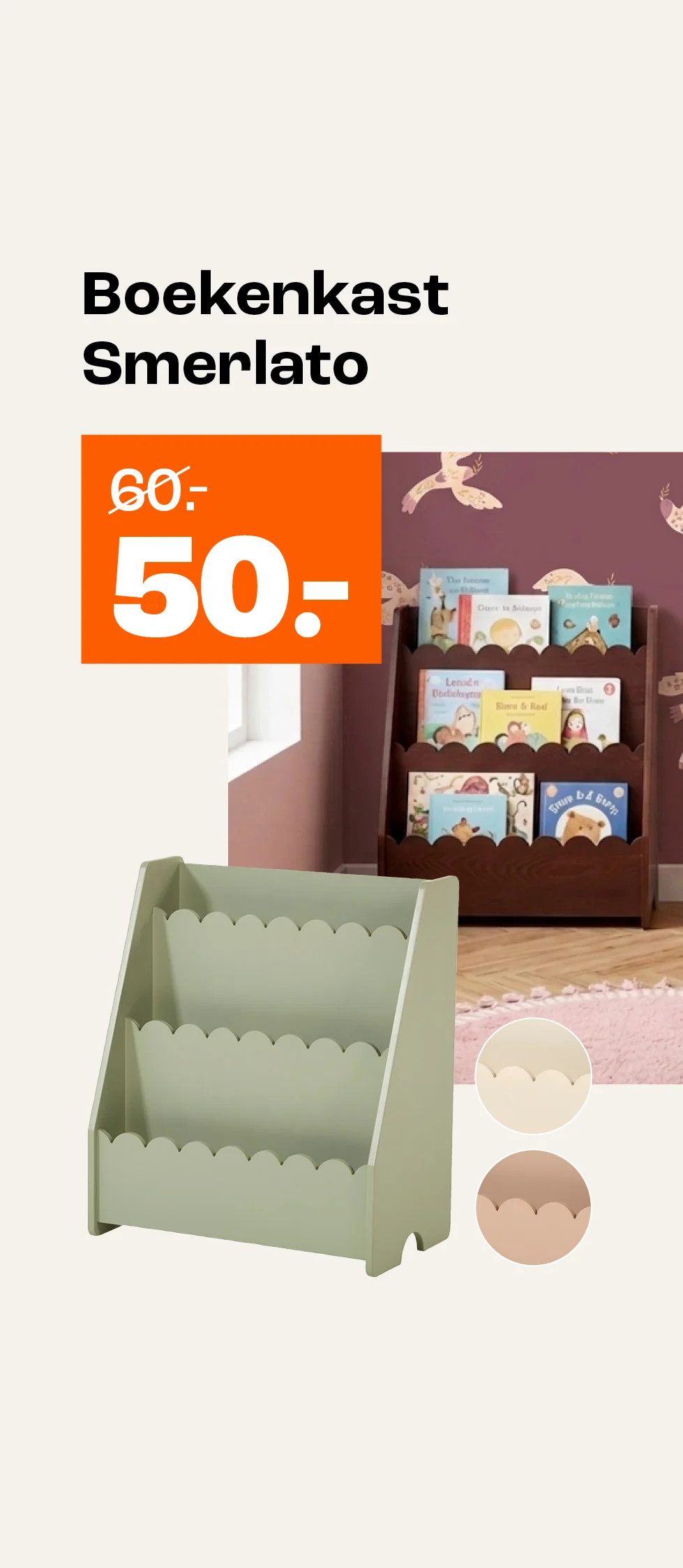 Banner boekenkast Smerlato van €60,- voor €50,-