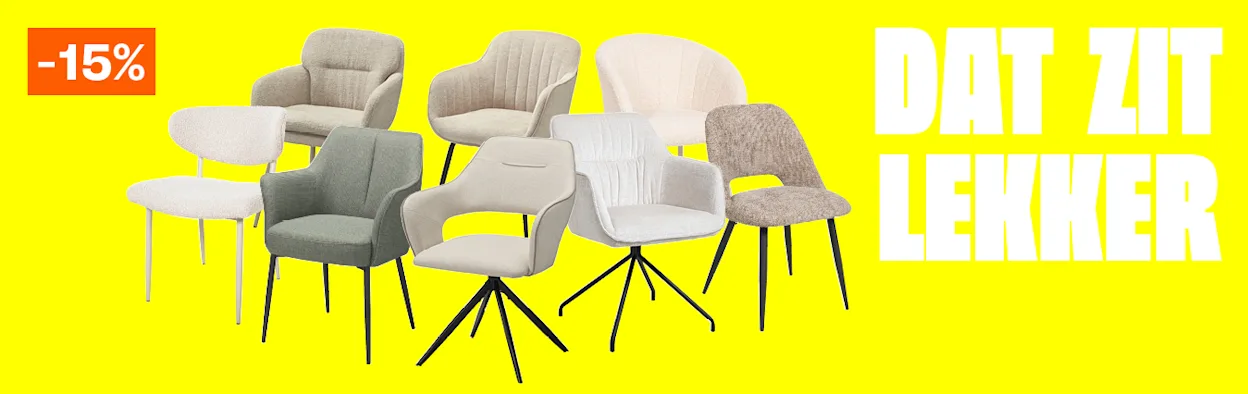 15% korting op alle stoelen