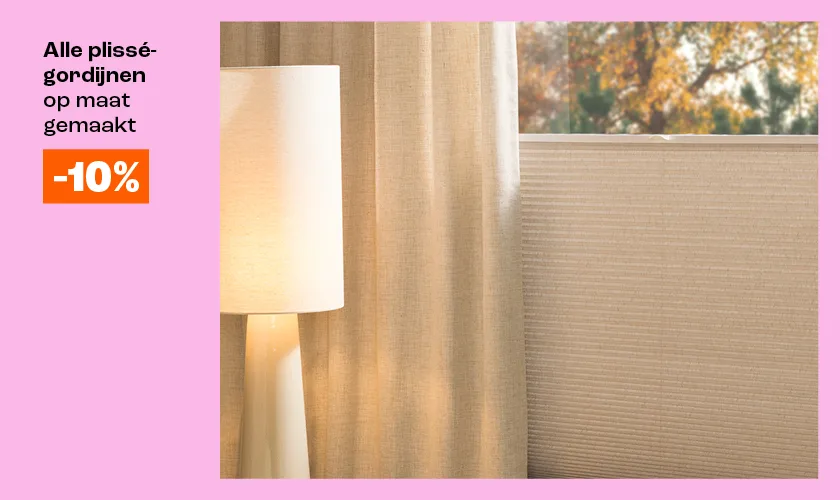 10% korting op plisségordijnen op maat