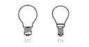Twee type fittingen: E27 fitting en E14 fitting