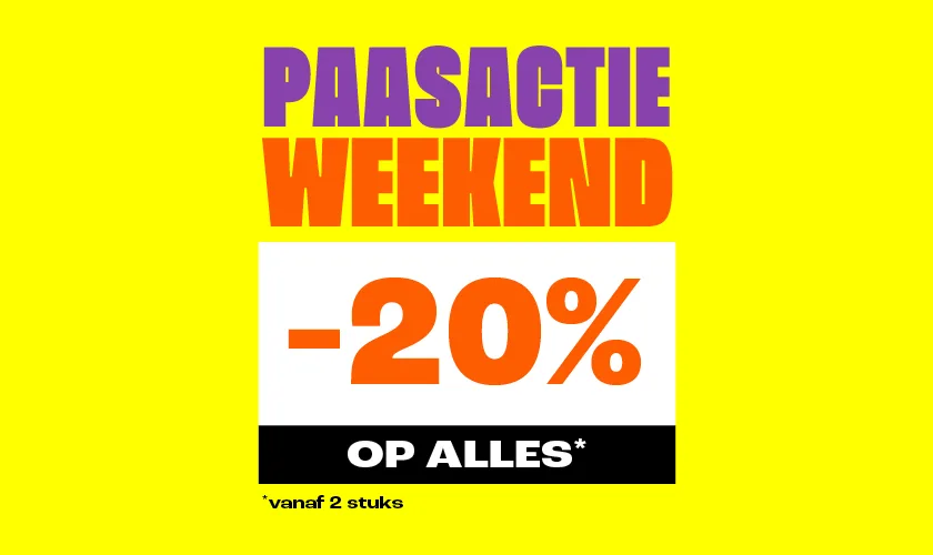 20% korting op alles vanaf 2 stuks
