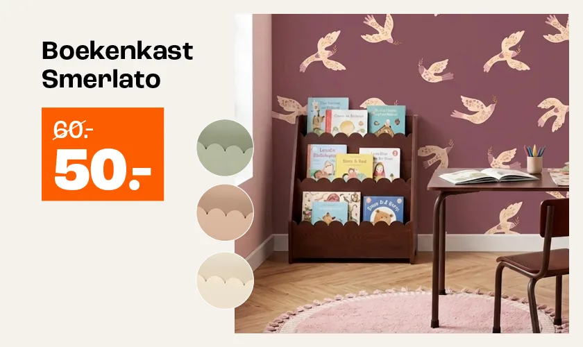 Banner boekenkast Smerlato van €60,- voor €50,-