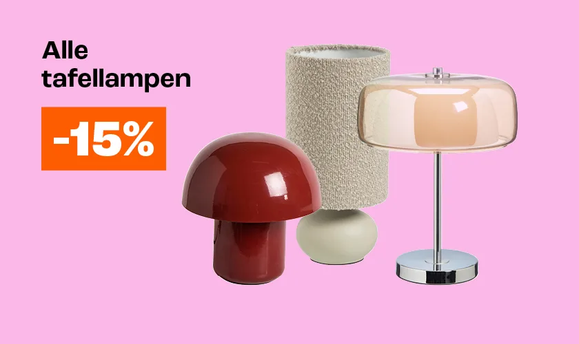 15% korting op alle tafellampen