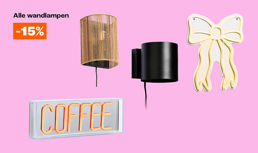 15% korting op alle wandlampen