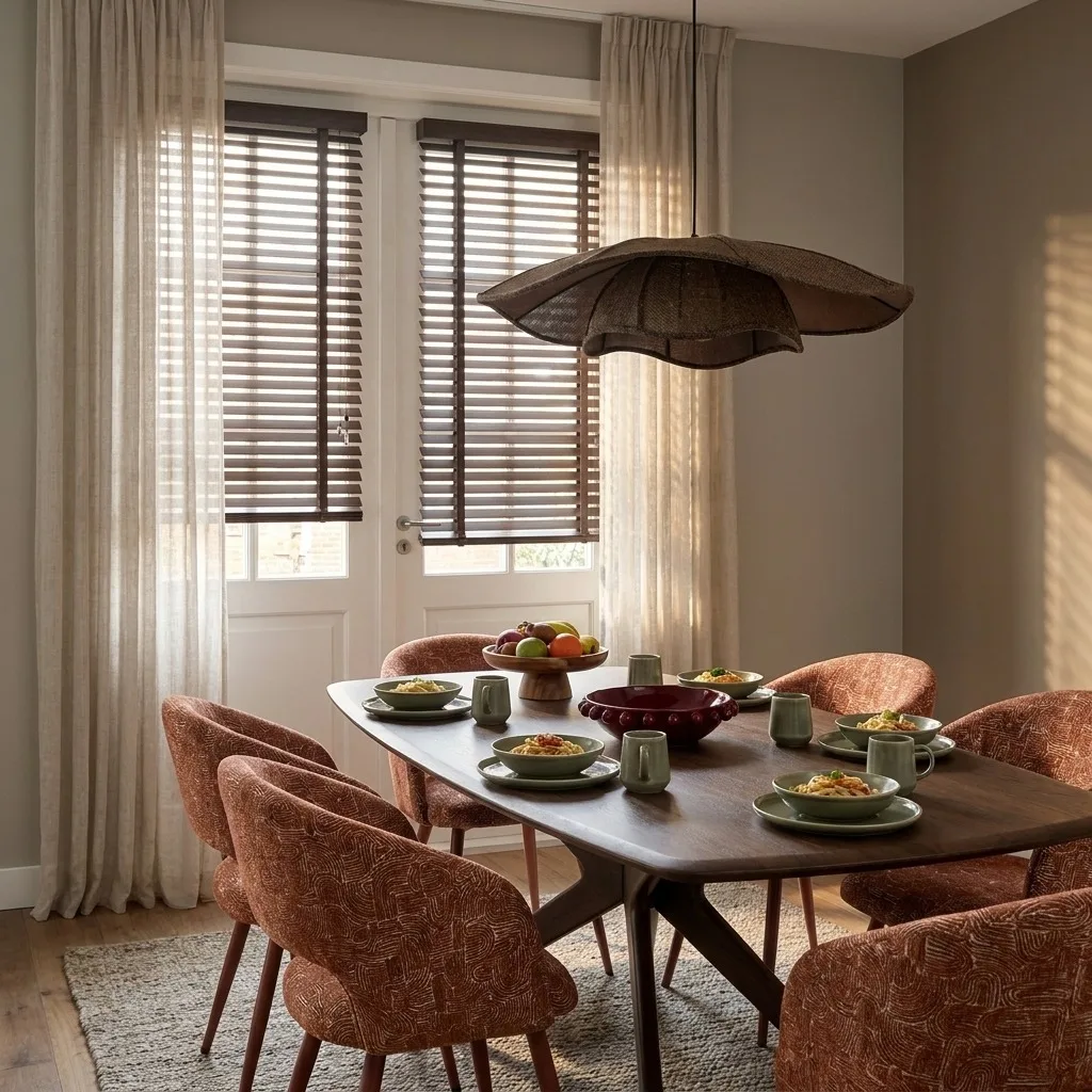 Scandinavische hanglamp van donkerbruin linnen